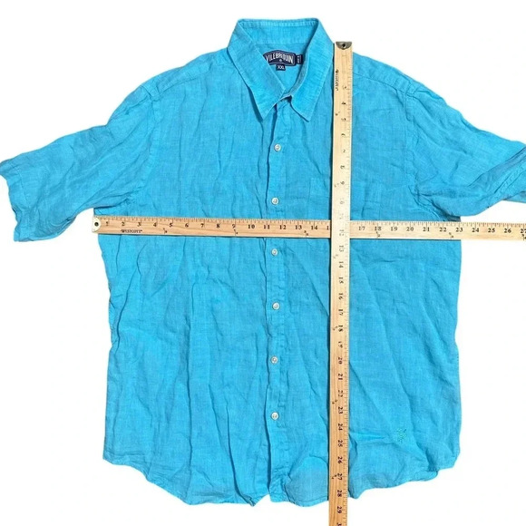 Vilebrequin  Linen Baby Blue Short Sleeve Button Up Shirt Mens 2XL - Picture 9 of 9